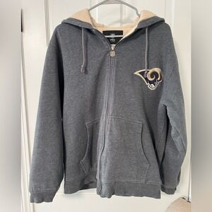 NFL Pro Line St Louis Rams Vintage Gray Sherpa Lined Zip Hoodie Jacket Mens S